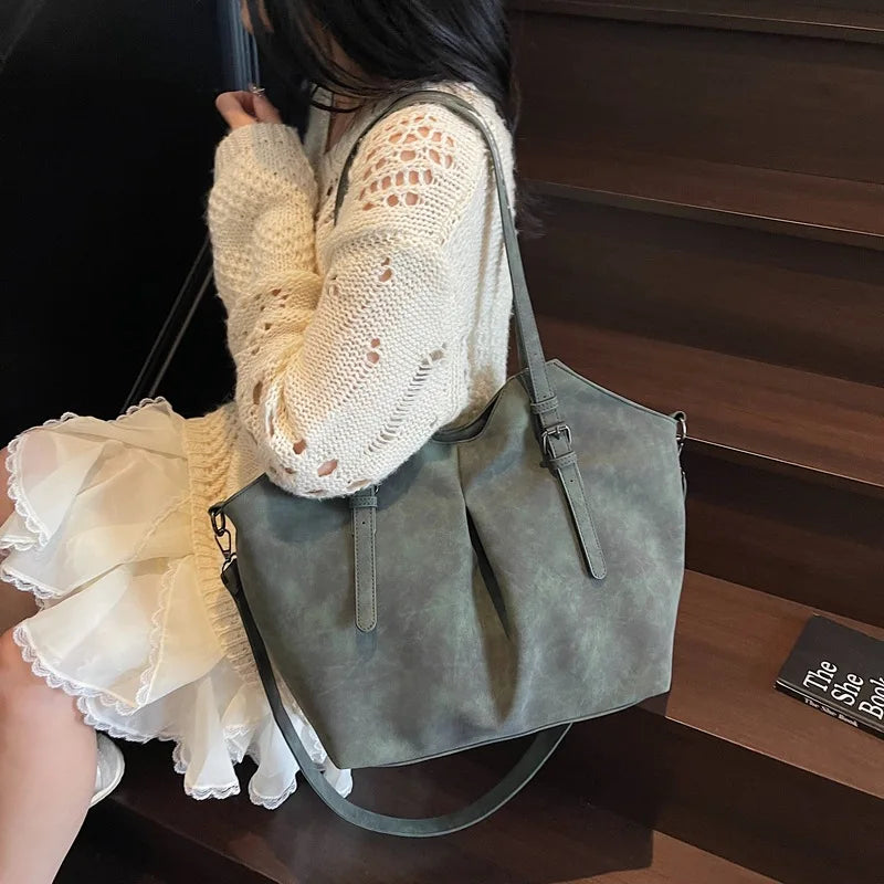 Women Large Shoulder Bags PU Leather Fashion Winter Simple Short Handle Luggage Crossbody Bag Designer Original Brand HandBags